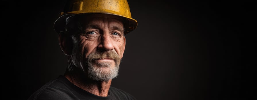 The Portrait of a Skilled Construction Worker with a Hard Hat photo