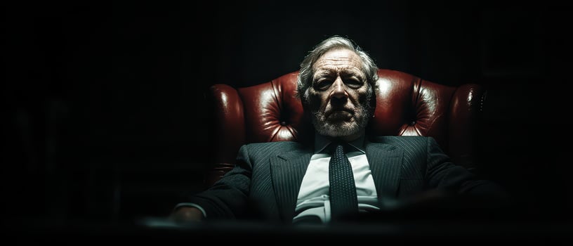 Moody portrait of a businessman in a dark setting photo