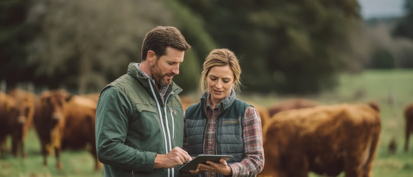 The couple utilizing technology for effective livestock management on their farm. photo