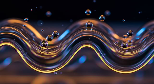 Water droplets are swirling around a wave photo
