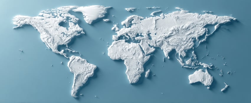 The 3D World Map in Relief Showcasing Global Topography and Geography photo