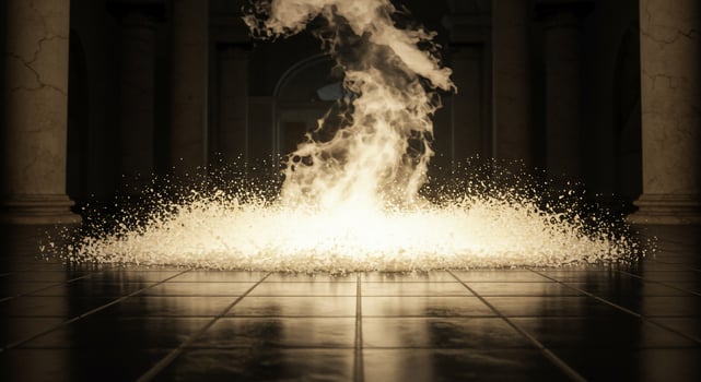 A fire is coming out of a floor in a room photo