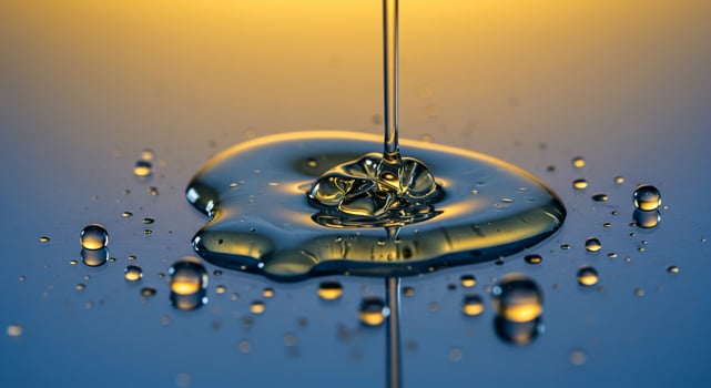Liquid Pouring, Creating Ripples and Drops, Macro View photo