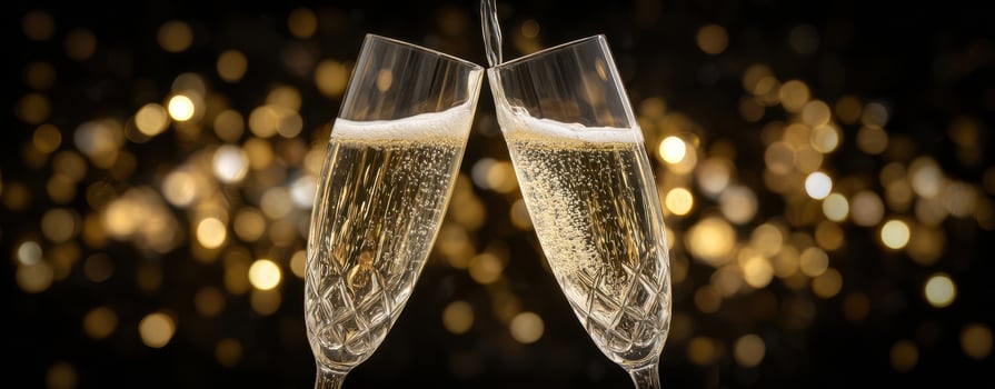 The clinking champagne glasses celebrate a joyful moment of togetherness. photo