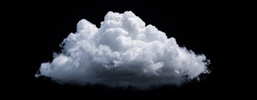 The fluffy white cloud isolated on a black background for artistic display. photo