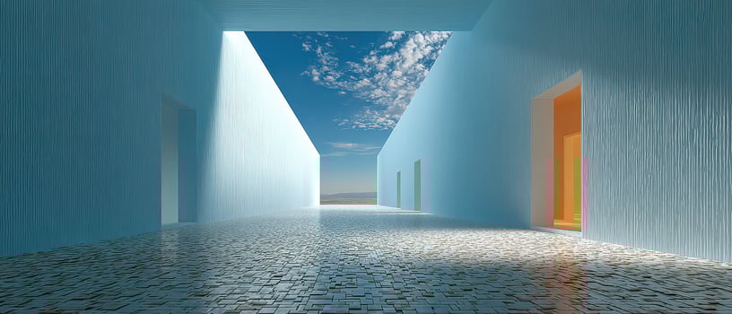 Modern architectural space with open sky view photo