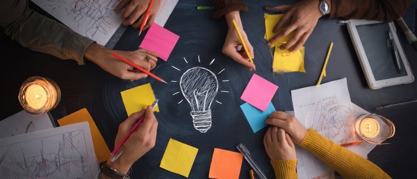 The collaborative brainstorming session with sticky notes and creative energy. photo