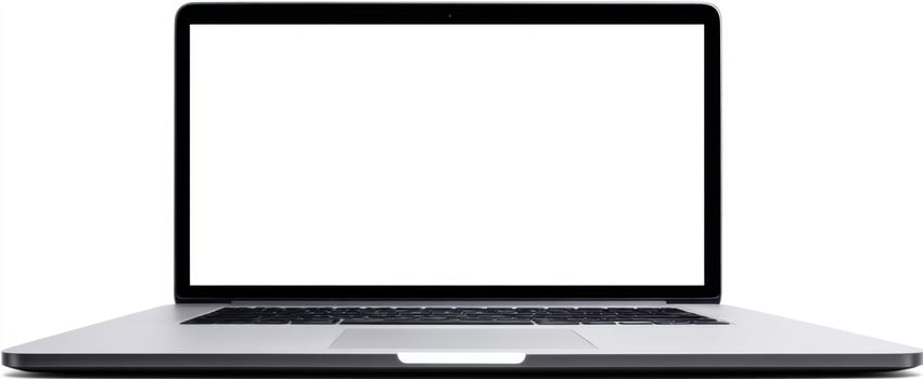 The sleek laptop with a blank screen ready for creativity and productivity. photo