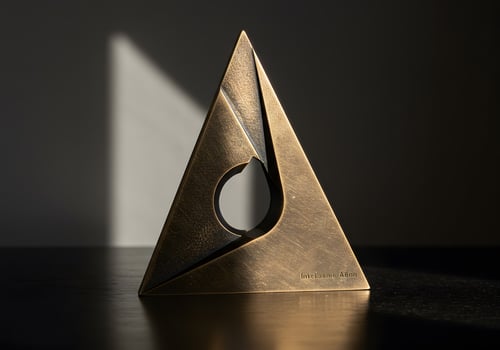 Bronze abstract triangle sculpture photo