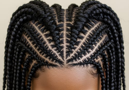 Beautiful braided hairstyle close up photo