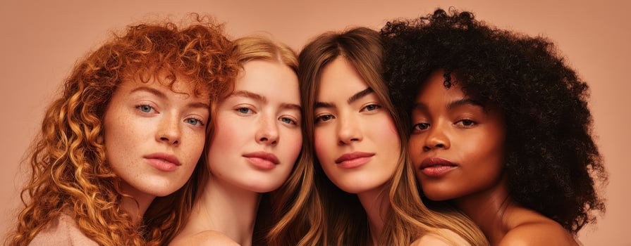 The beauty of diversity showcased in a group of four women. photo