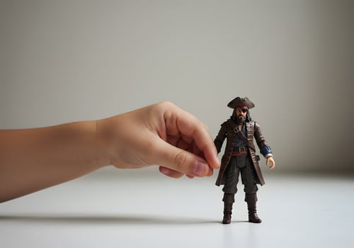 Hand holding pirate figurine photo