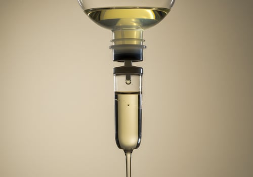 Medical iv fluid drip closeup photo