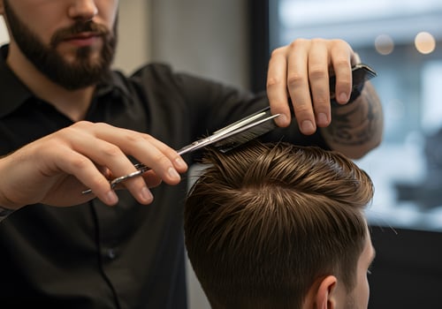 Man getting haircut photo