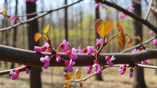 Redbud flowers in the woods photo