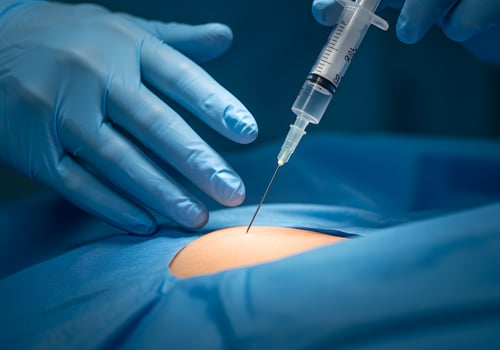 Surgical injection procedure closeup photo