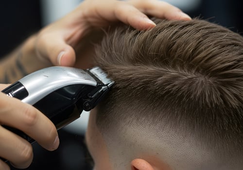 Modern haircut in progress photo