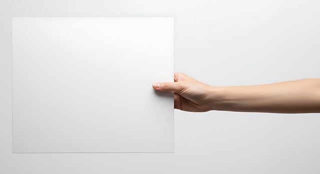 Blank White Sheet Held by a Hand photo