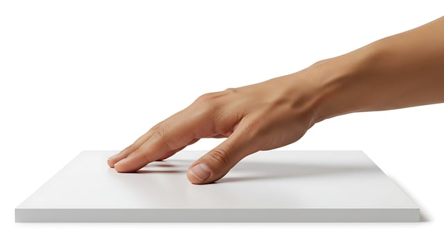 right Hand Touching White Surface photo