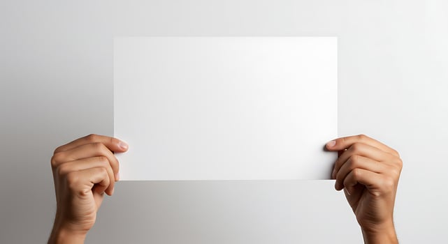 Blank Paper Held Two Hands photo