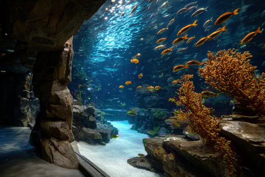 Colorful tropical fish explore a tranquil underwater habitat photo