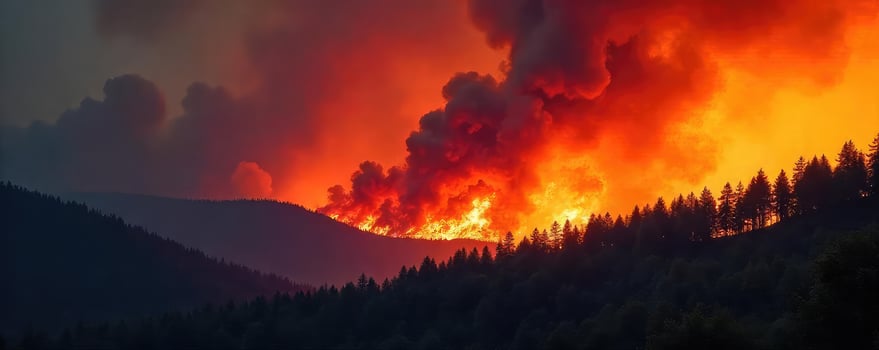 The fire is burning in the mountains photo