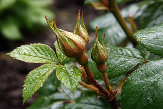 Close-up of a rosebud preparing to bloom in soft light photo