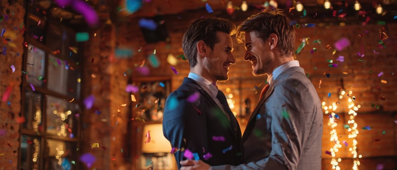The Celebration of Love and Togetherness Between Two Men at a Party photo