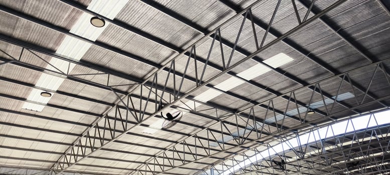 Interior view of a steel framework for roofing photo