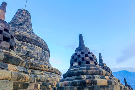 Magnificent Stone Stupas of Borobudur Temple Complex Under the Sky photo