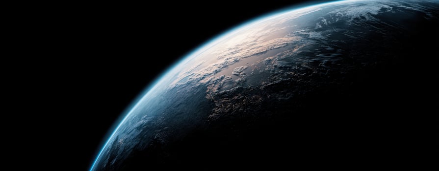 The Earth viewed from space highlighting its atmospheric beauty and curvature. photo
