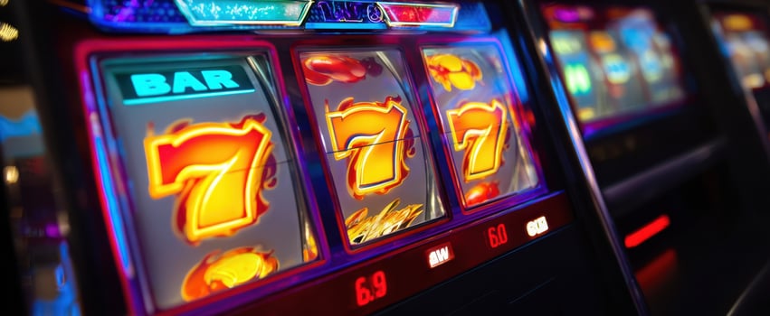 The vibrant slot machine with bright graphics and jackpot potential. photo