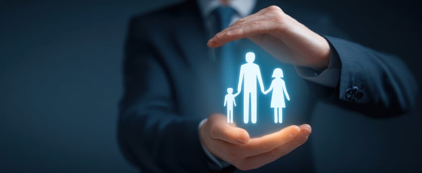 The Hands of Protection Surrounding a Family Icon in a Business Setting photo