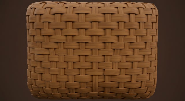 Woven Rattan Basket with Rectangular Shape in Natural Brown Color for Storage photo