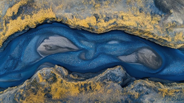 Aerial view of a vibrant blue stream photo