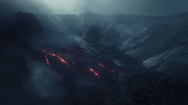 Volcanic landscape at night photo