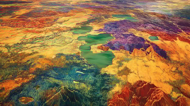 Colorful landscape from above photo