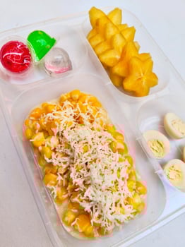 Healthy and Colorful School Lunchbox with Delicious Snacks photo