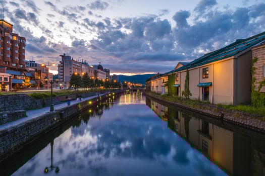 Evening reflection at Hokkaido canal photo