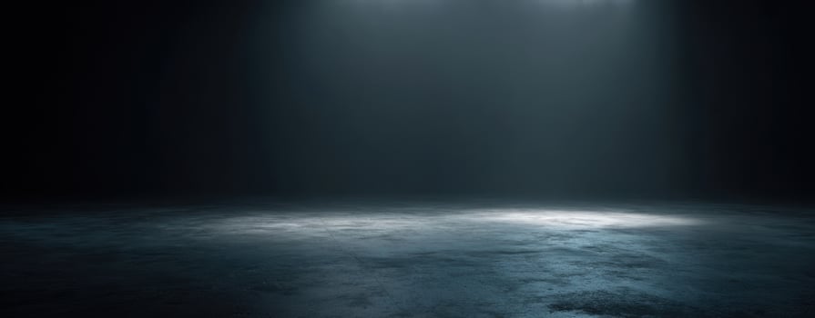 The empty stage illuminated by dramatic light and shadows. photo