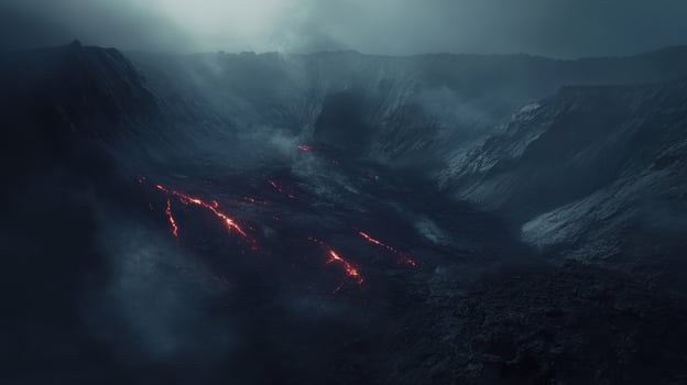 Volcanic landscape at twilight photo
