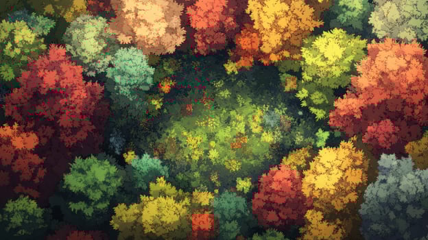Colorful autumn forest from above photo