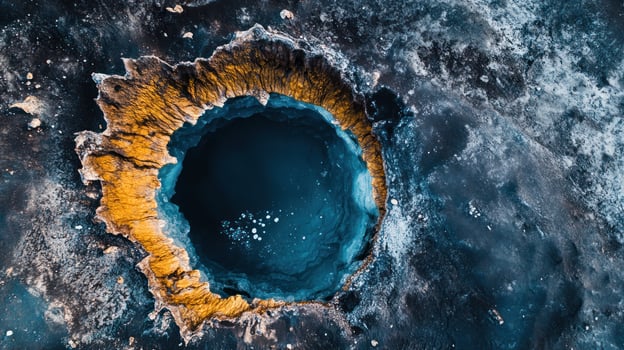 Volcanic crater, vibrant colors photo