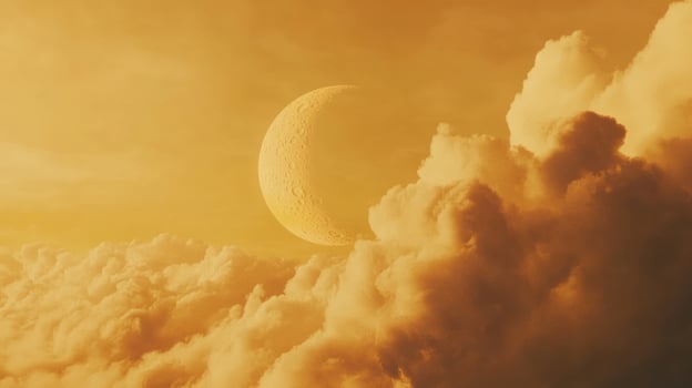 Golden moon and clouds photo