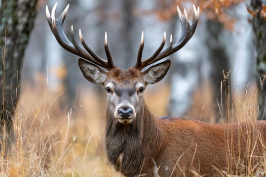 Red deer,majestic stag standing in autumn forest photo