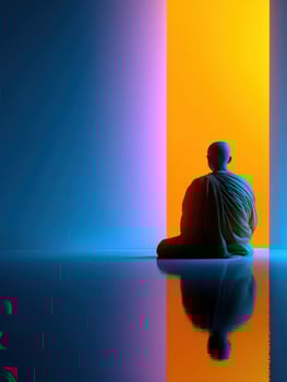 A man sitting in front of a bright light photo