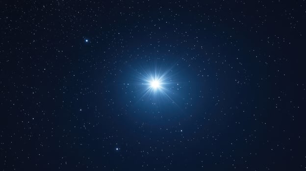 Bright star in a dark night sky photo