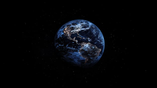 Earth in space, nighttime view photo