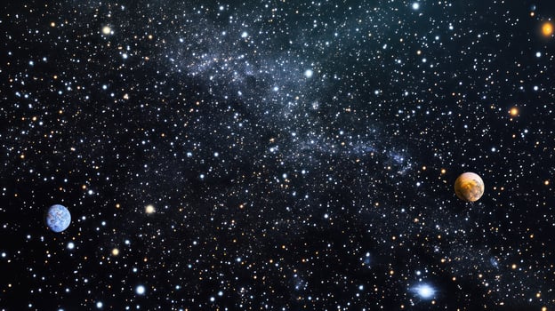 Deep space filled with stars and planets photo