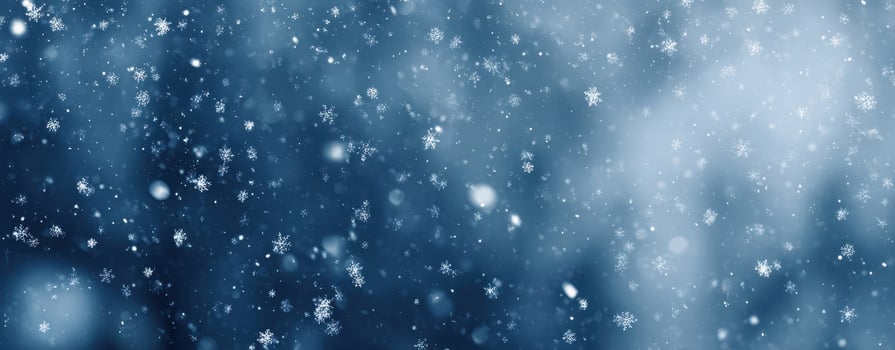 The serene snowfall creates a magical winter wonderland atmosphere. photo